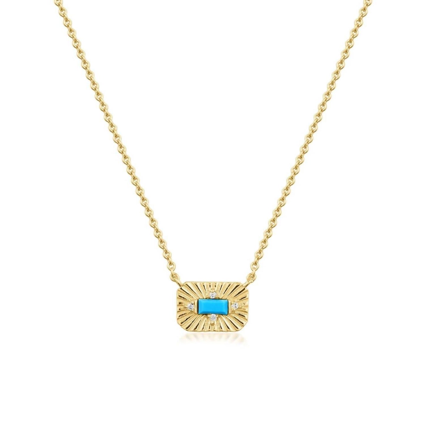 Eklexic - Small Starburst Pendant With Turquoise Stone Necklace