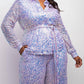 The Curve La - Plus Size Sequins Shirt And Wide-leg Pants Set