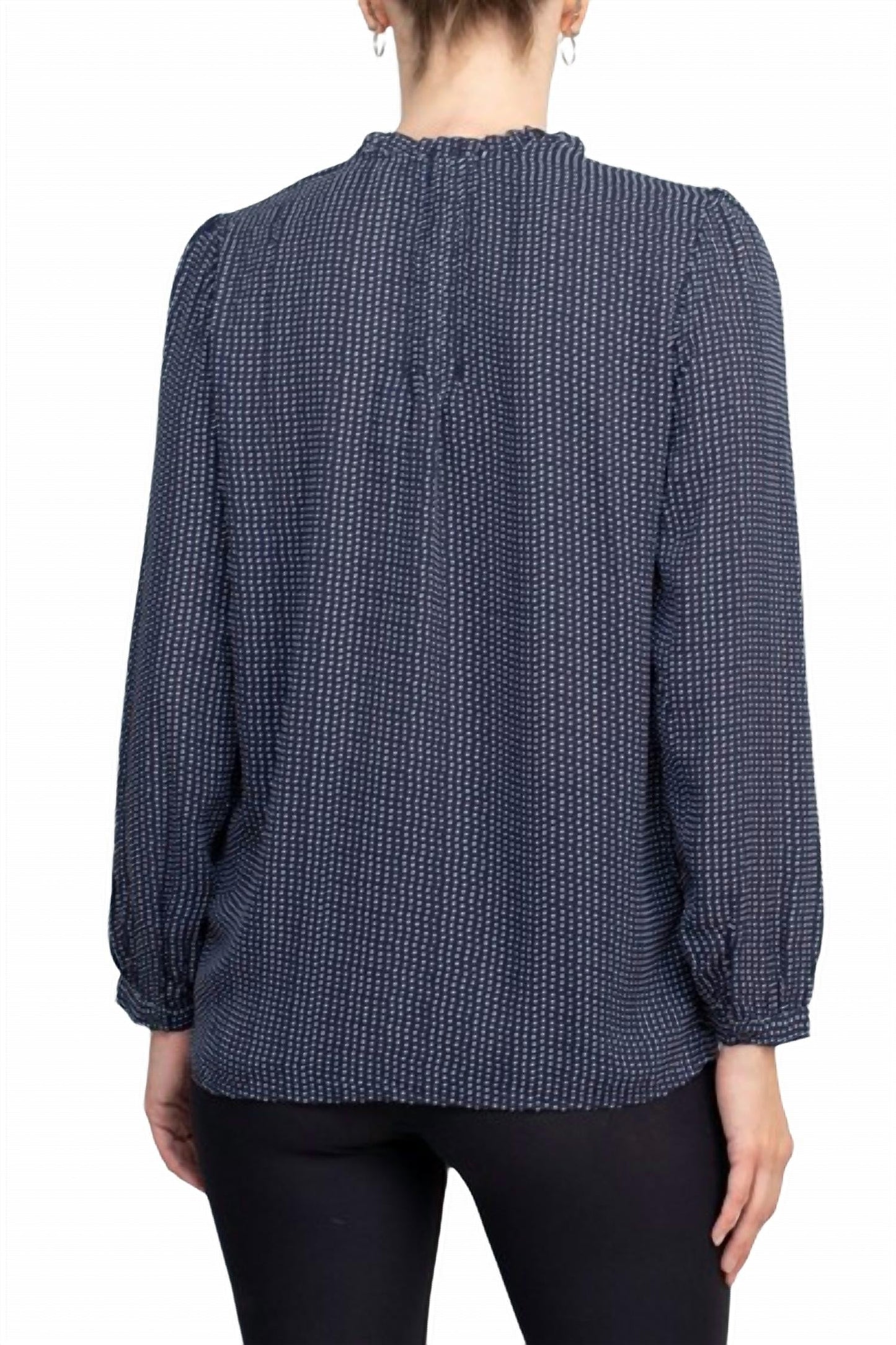Adrianna Papell - Crewneck Long Sleeves Button Detail Woven Top