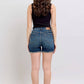Judy Blue - High Waist Tummy Control Fray Hem & Shield Back Pockets Denim Short