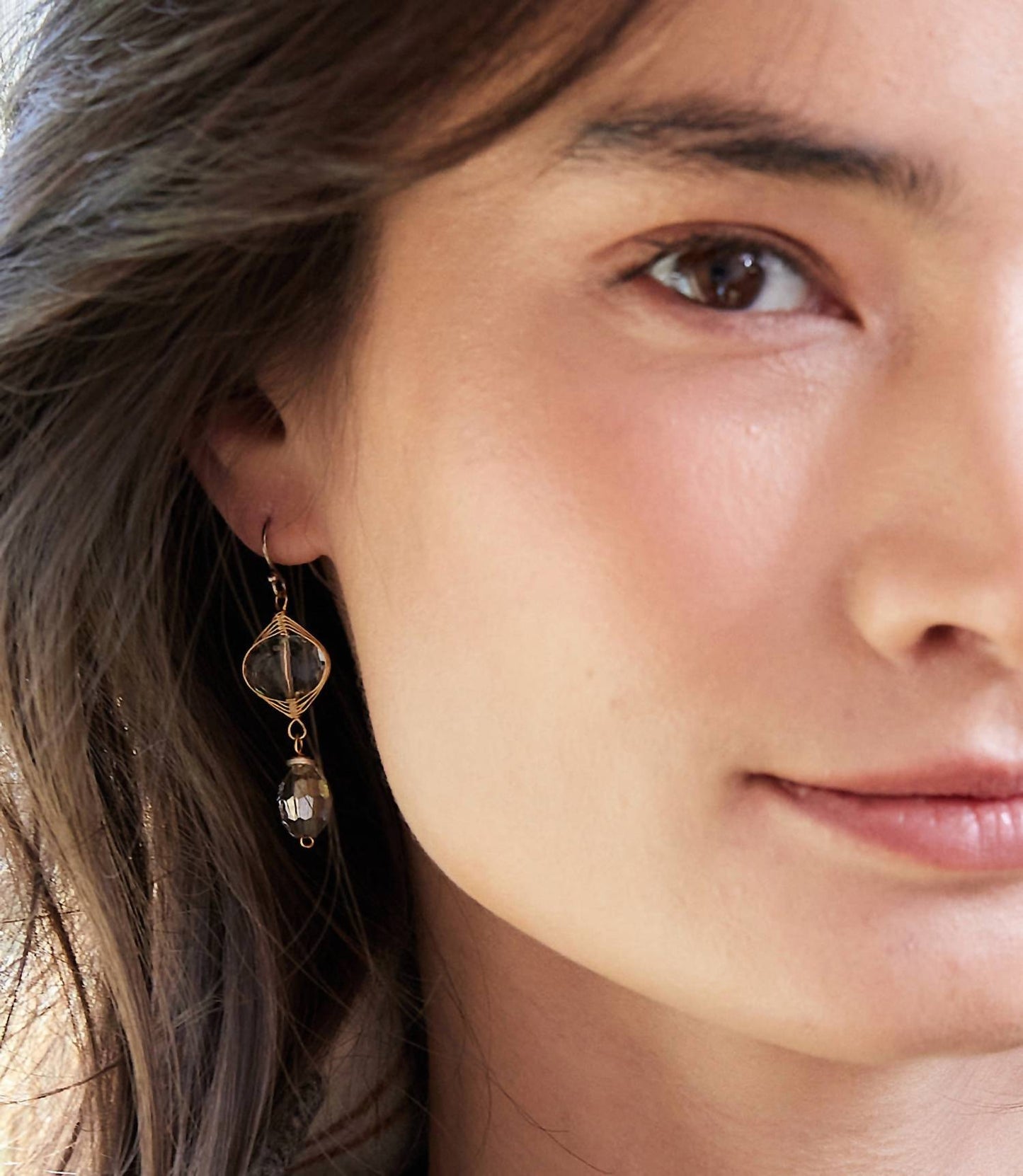 Anne Vaughan - Women's Smokey Quartz Dangle Earrings