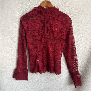 J.Crew - Blusa feminina de renda com gola alta