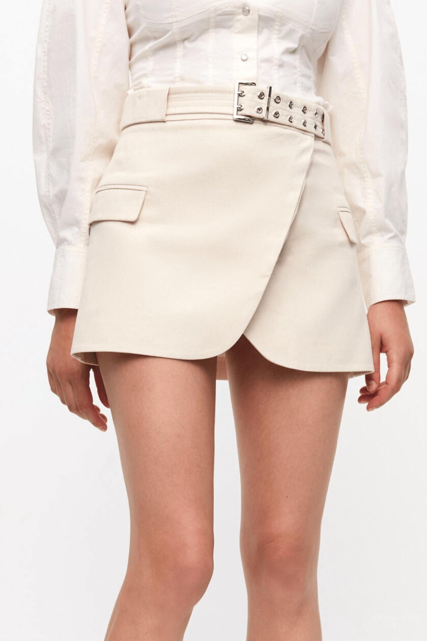 Ganni - Cotton Melange Tailoring Mini Skirt