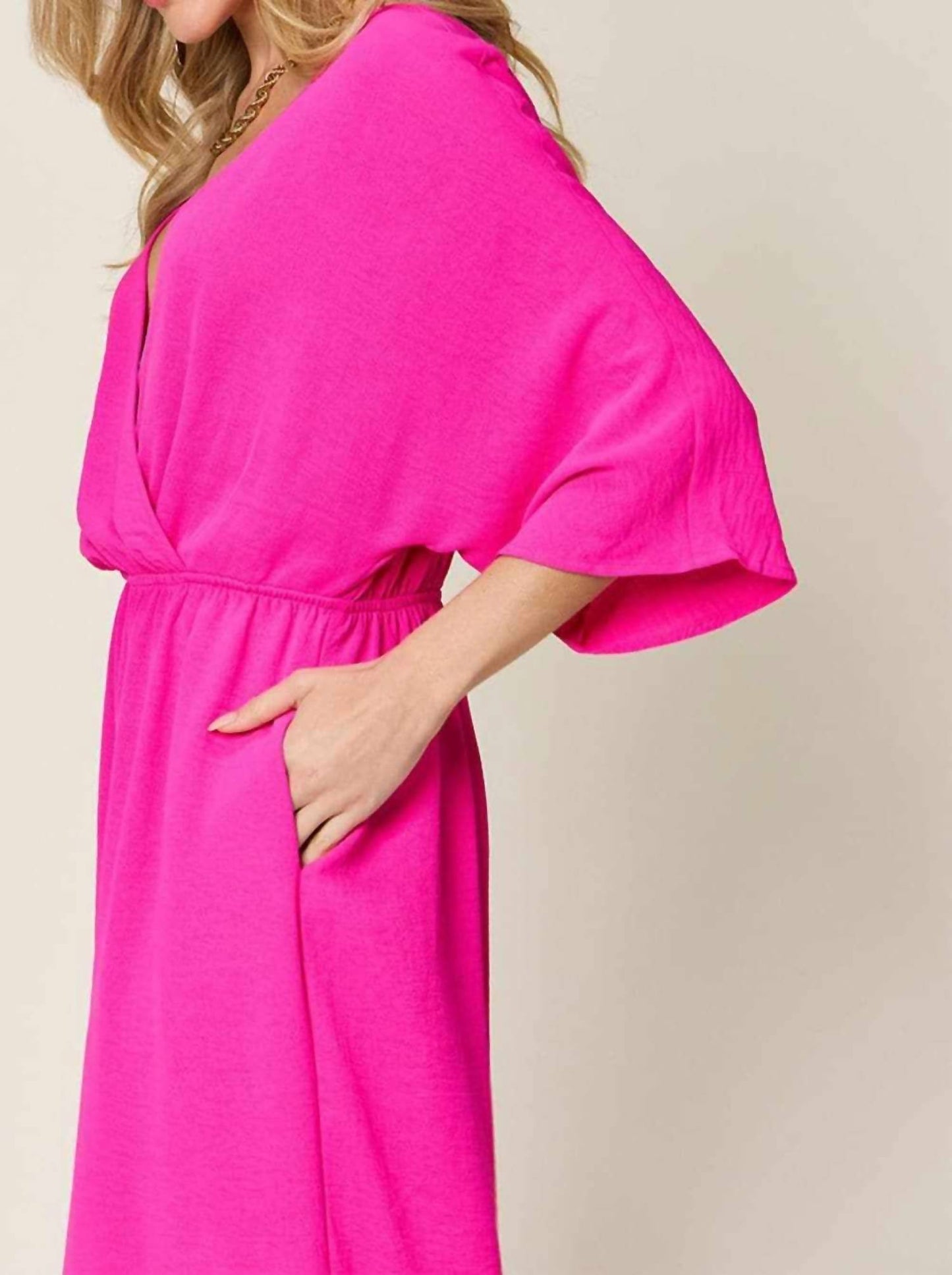 Double Take - Chic Surplice Wide Leg Jumpsuit