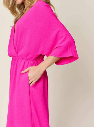 Double Take - Macacão Chic Surplice de Perna Larga