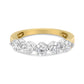 14K White and Yellow Gold 1 1/2 Cttw 2 Prong Cup Set Round-Cut Diamond 5 Stone Ring Band (H-I Color, SI2-I1 Clarity) - Ring Size 7