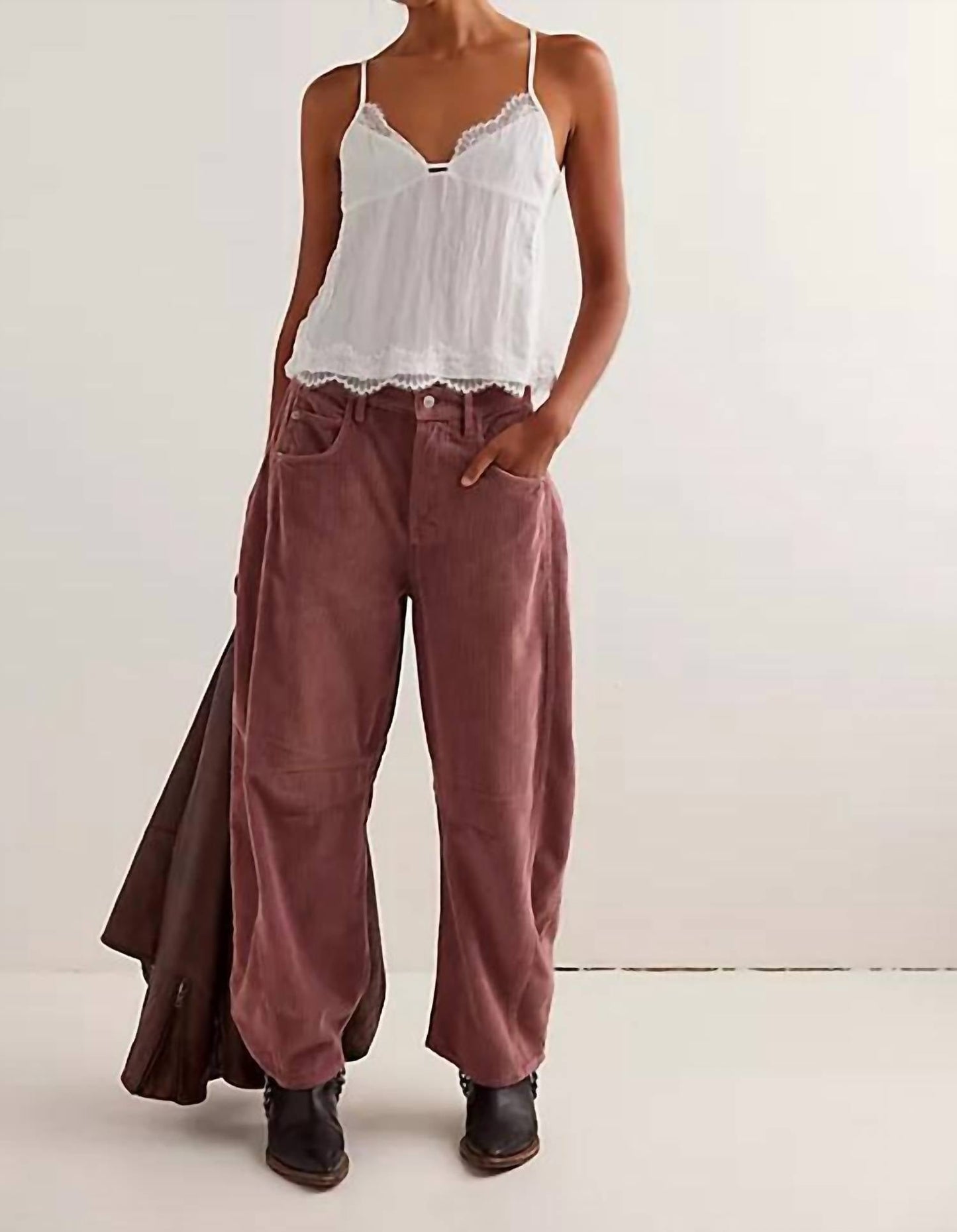 Free People - Good Luck Mid-rise Cord Barrel Jean