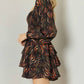 Entro - Square Neck Long Sleeve Tiered Romper