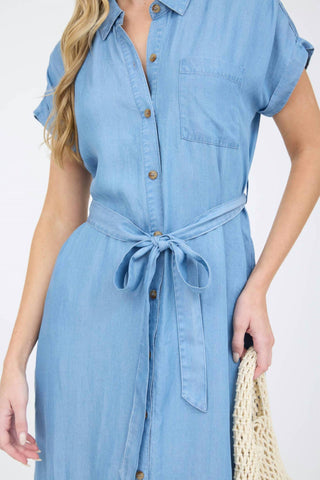Blu Pepper - Vestido midi com cinto e botões