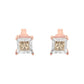 14K Rose Gold Plated Two-Tone .925 Sterling Silver 1/2 Cttw Princess-Cut Square Diamond Solitaire Miracle-Plate Stud Earrings (K-L Color, I2-I3 Clarity)