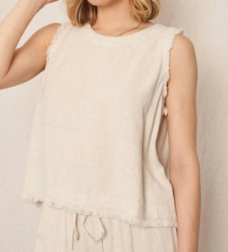 En Creme - Linen Frayed Edge Top