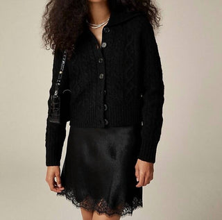 J.Crew - Cardigan de malha trançada com gola
