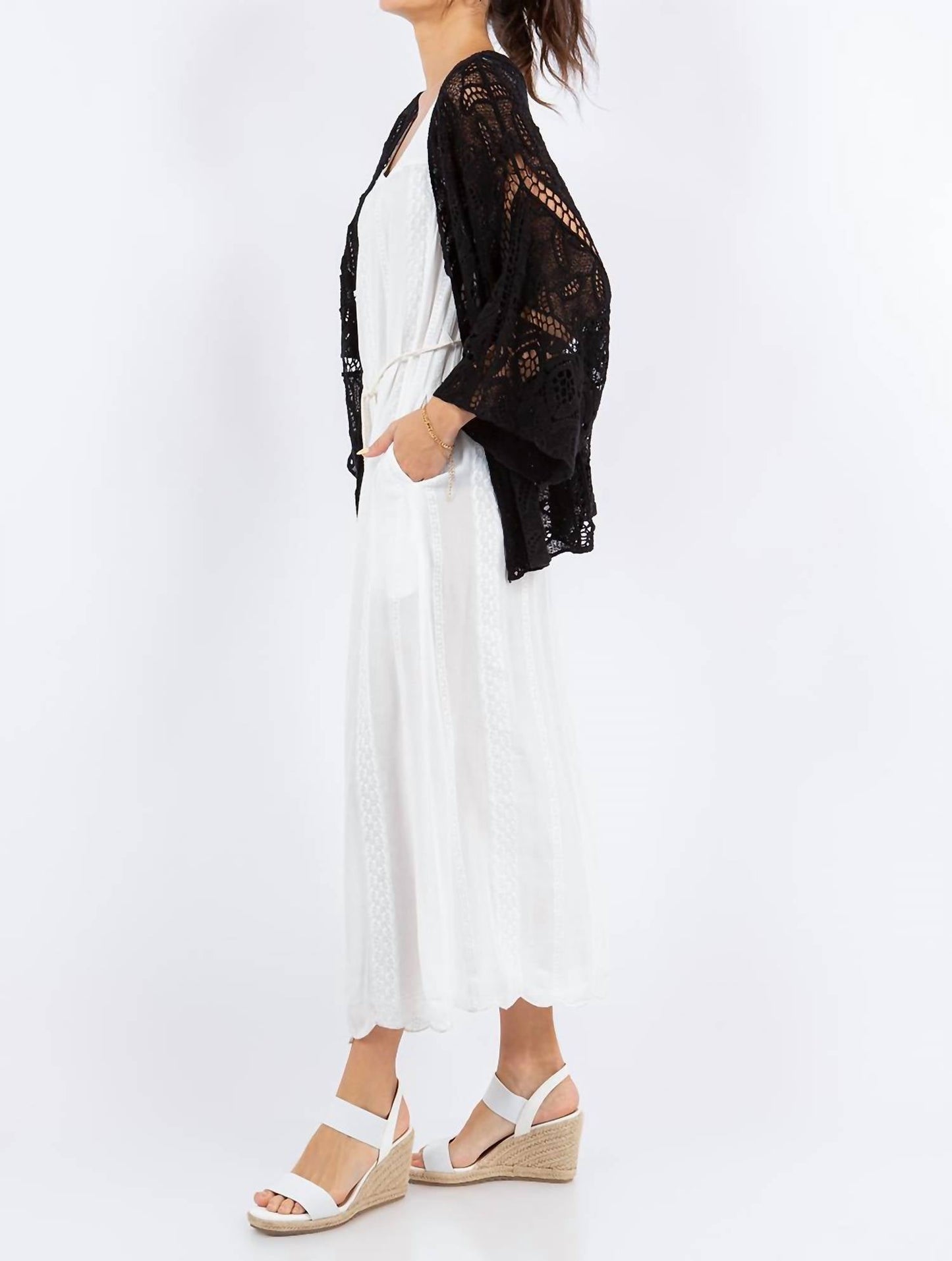 Paparazzi - Crepe Eyelet And Tonal Tank Dress