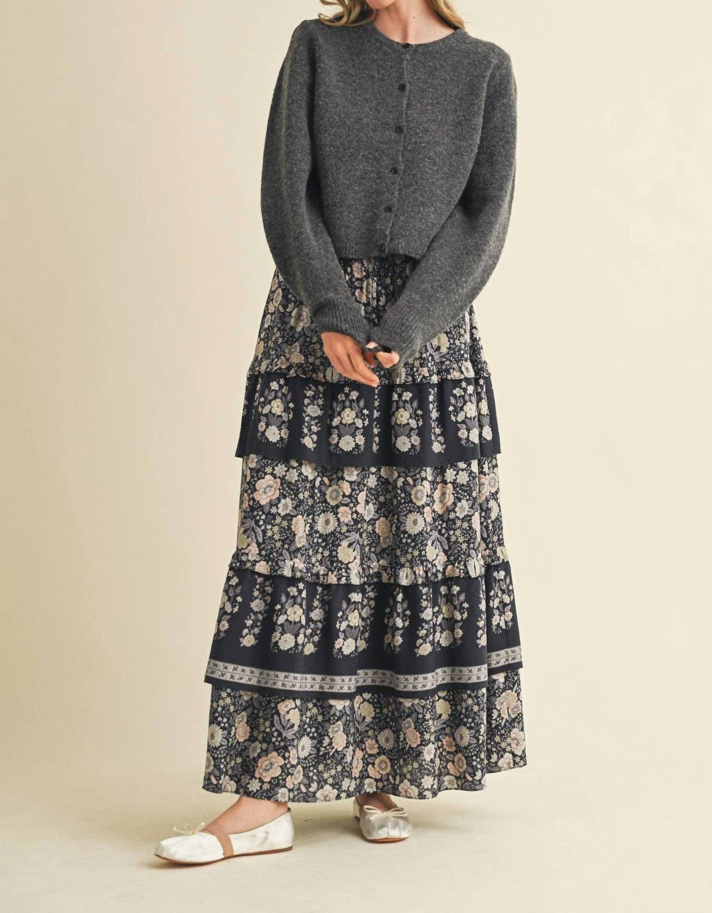 &Merci - Tiered Floral Maxi Skirt