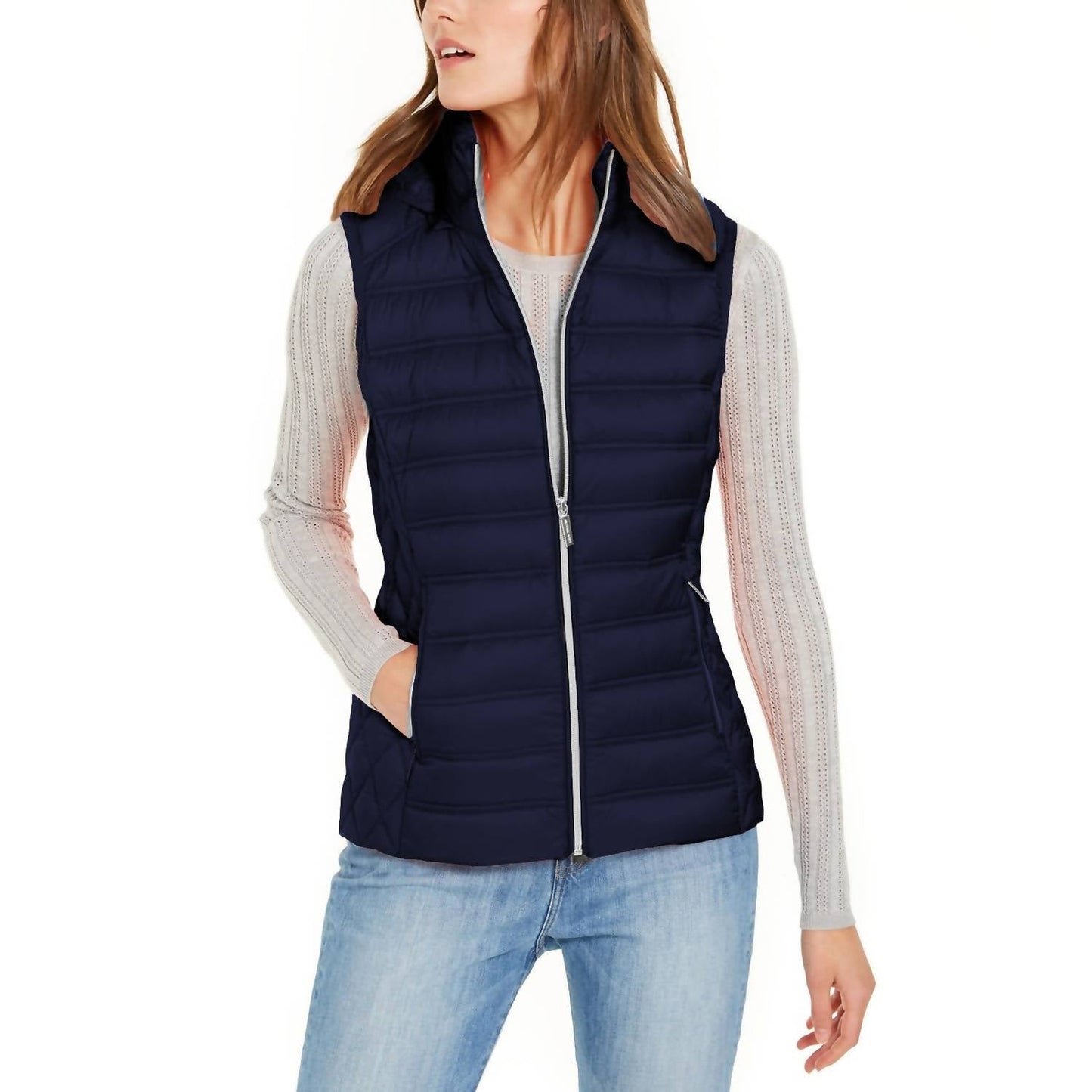 Michael Kors - Down Fill Full Zip Removable Hood Puffer Vest