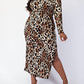 The Curve La - Plus Size Long Sleeve Midi Dress With Side Slit