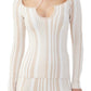 Kisha Stripe Cross Neck Sweater - Nude/White