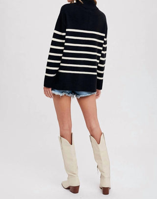 Bluivy - Chic Stripe Quarter Zip Pullover