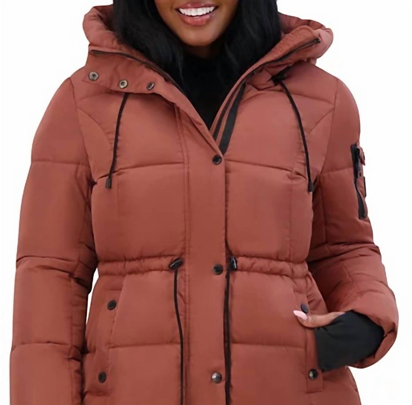 Steve Madden - Juniors Hooded Puffer Anorak Coat