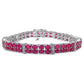 16.77 Carat Genuine Glass Filled Ruby & White Topaz .925 Sterling Silver Bracelet