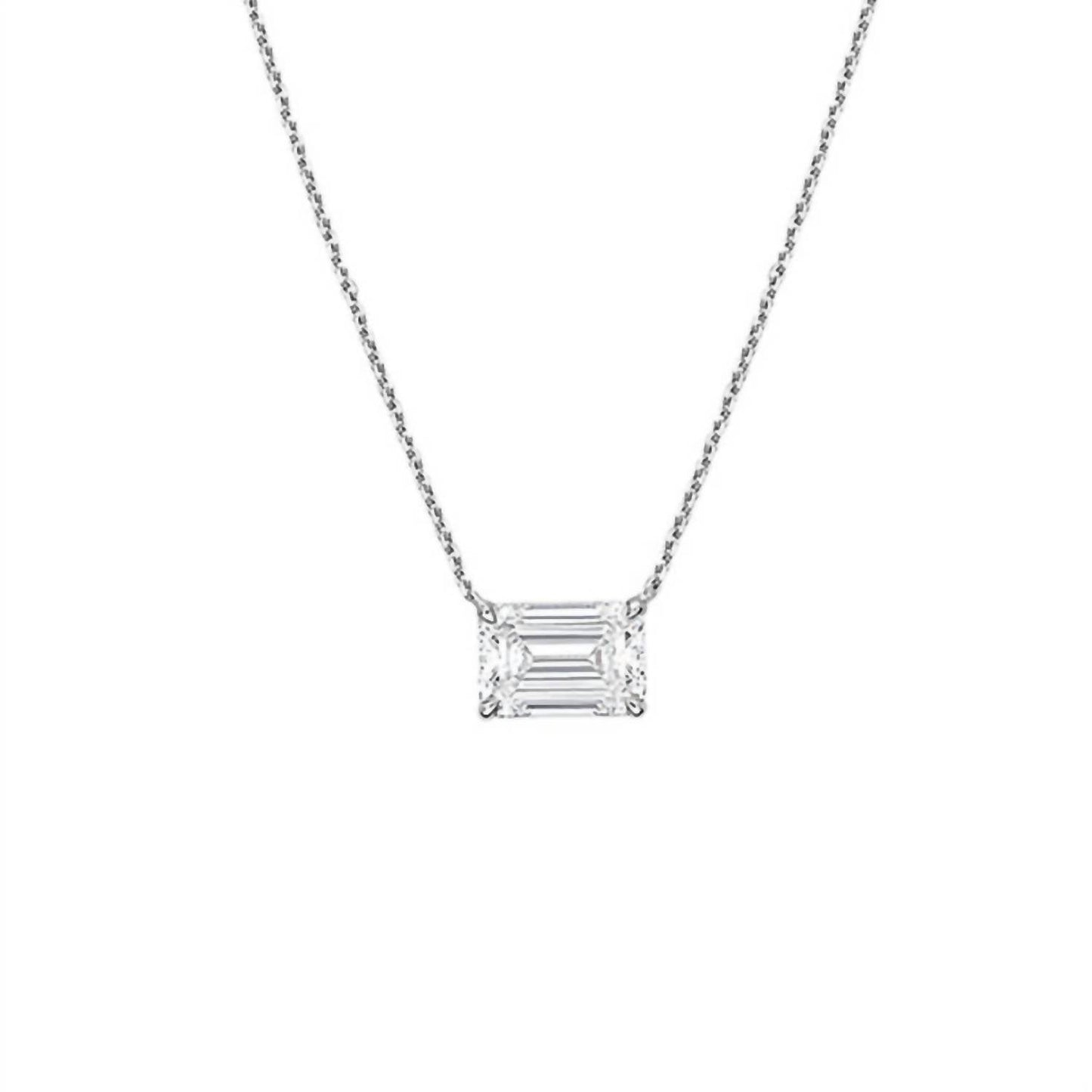 Diana M Jewels - Lab Grown East West Diamond Solitaire Pendant Necklace