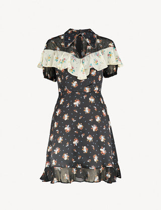 Topshop - Short Western Skater Rodeo com Babados e Estampa Floral