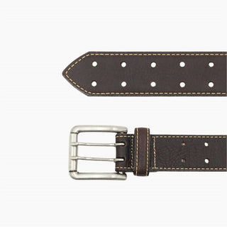 Lejon Leather Goods - Cinto masculino vintage de couro de bisão com dois canos, EUA
