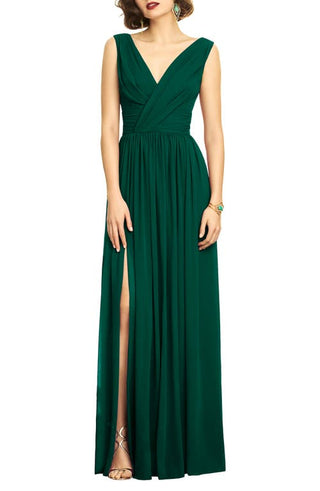 Dessy Collection Shirred Chiffon Gown