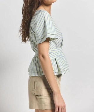 Derek Lam 10 Crosby - Top Caspien de manga curta com decote torcido