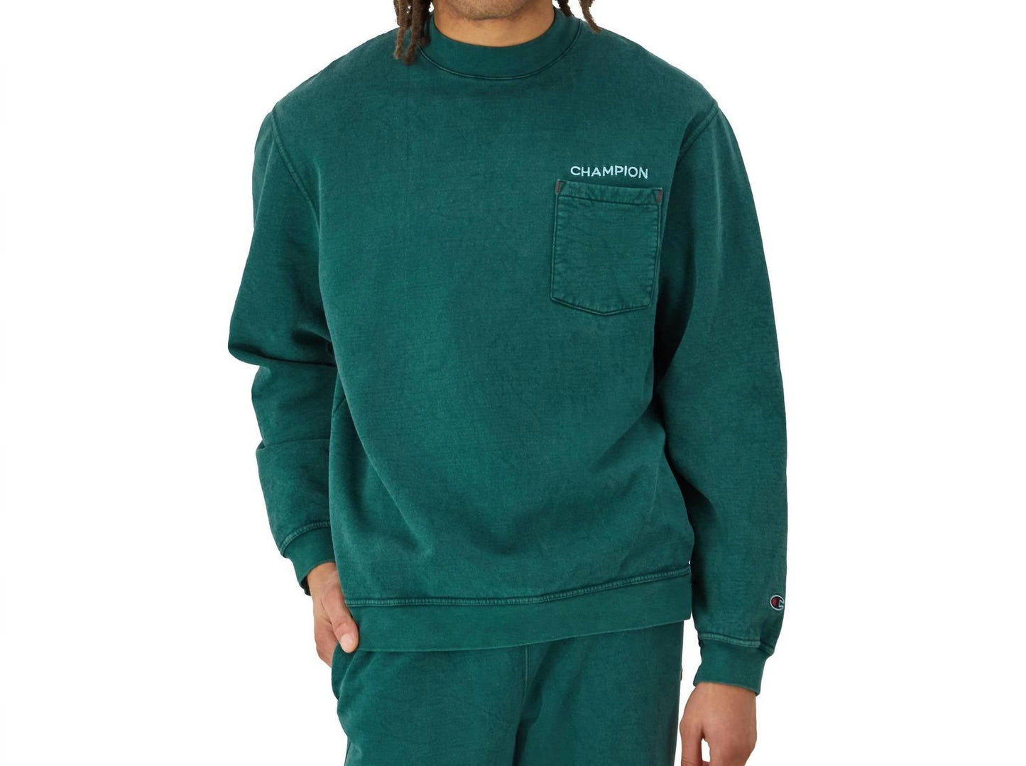Champion - Men's Washed Pocket Crewneck Sweatshirt