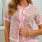 Entro - Carynn Animal Print Short-sleeve Knit Cardigan