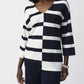Joseph Ribkoff - Striped Sweater Knit V-neck Pullover