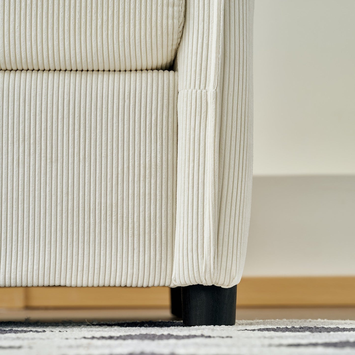 Oversized Chaise Lounge Chair with Ottoman and Storage in Beige