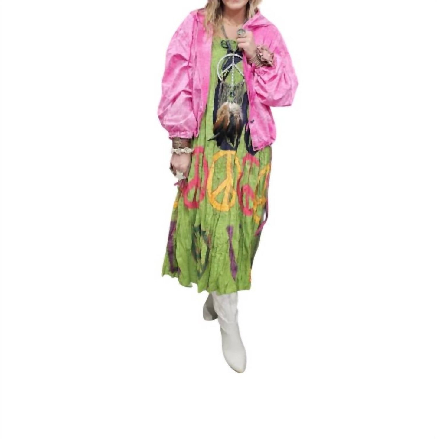 A Rare Bird - Peach Sign Skirt Dress