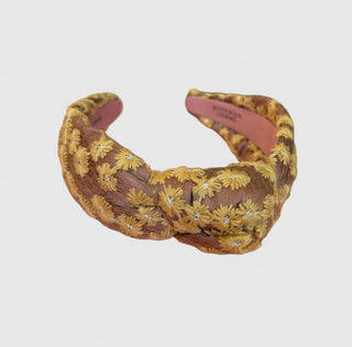 Bohemian Gemme - Faixa de cabeça bordada floral de outono feminina com nó