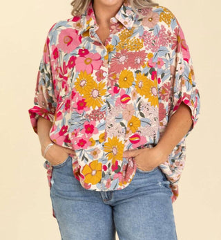 Bibi - Camisa floral Kelly com botões