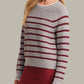 525 America - Brooke Crew Neck Textured Stripe Pullover Sweater