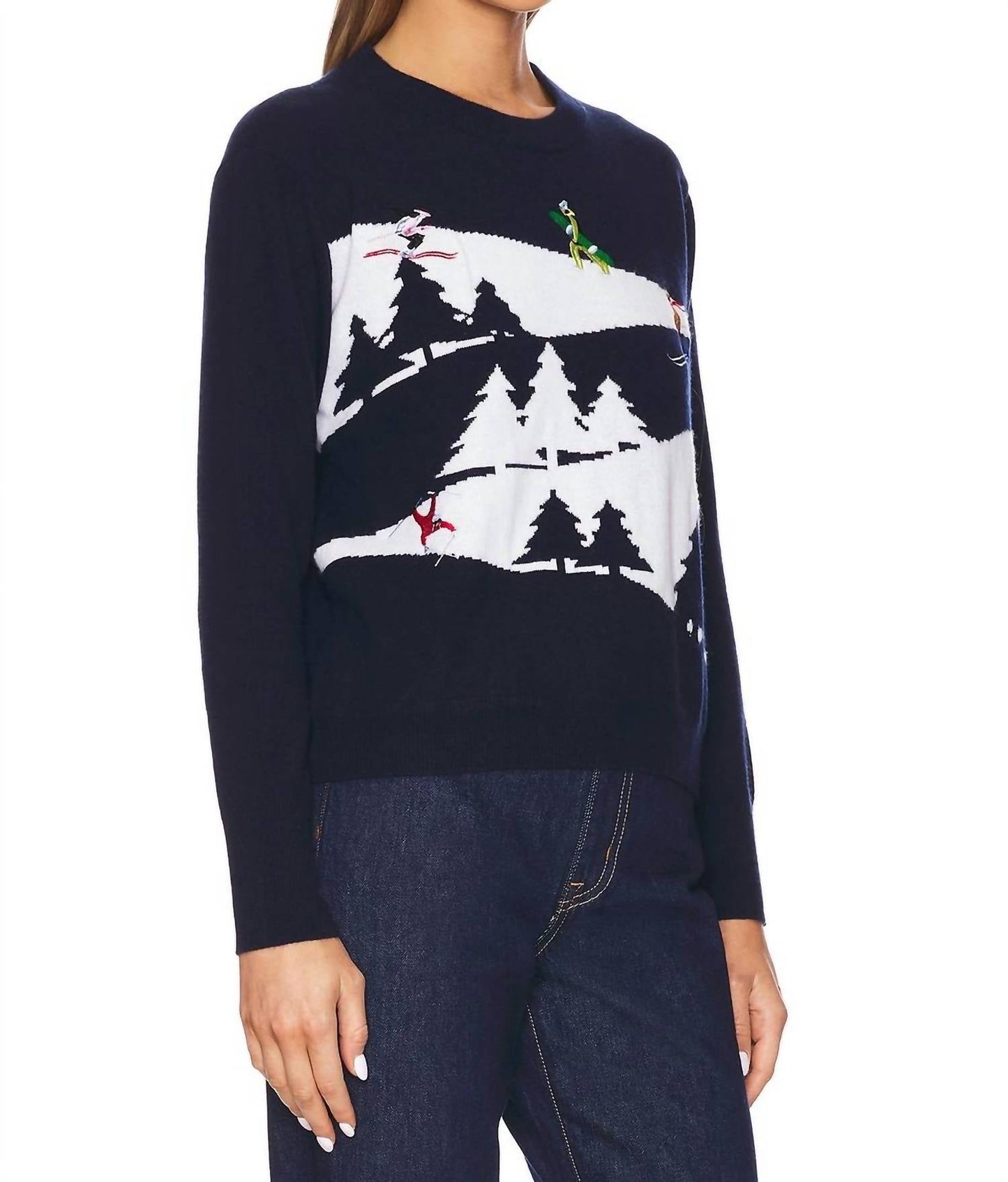 Autumn Cashmere - Snowscape Sweater With Skiers