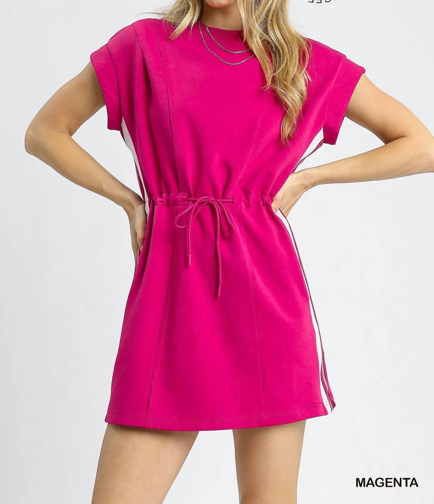 Umgee - Drawstring Waist Luxeknit T-shirt Dress