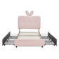 Twin Size Kids Upholstered Bed with Oversized Rabbit Ear Headboard