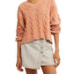 Free People - Washed Cable V-neck Sweater