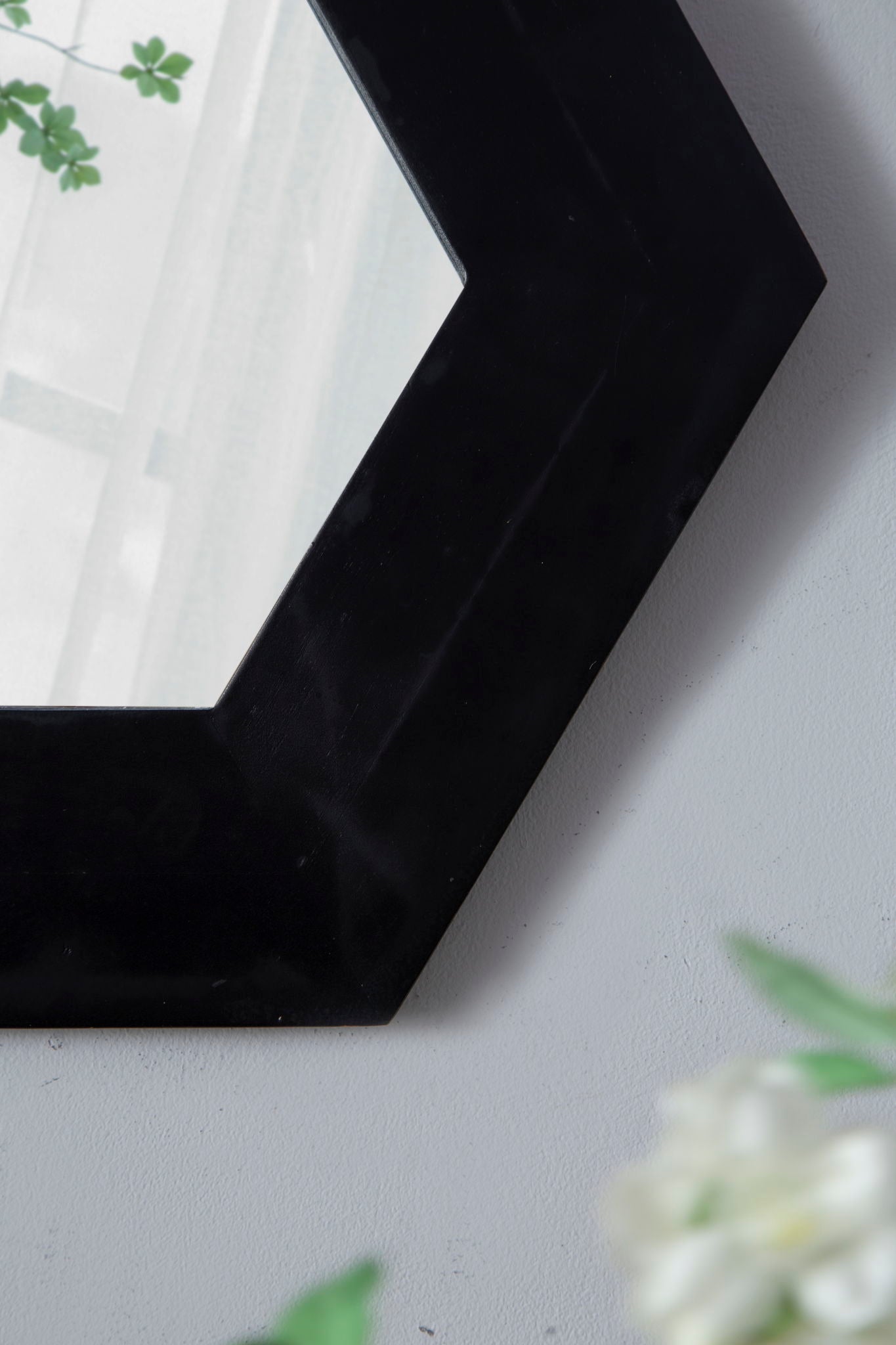 Hexagon Mirror With Natural Wood Frame