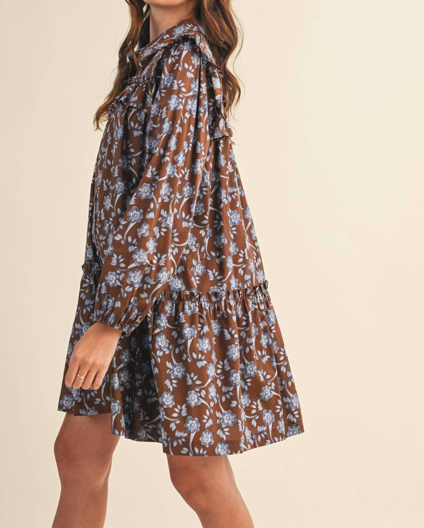 &Merci - Ruffle Trim Button Down Mini Dress