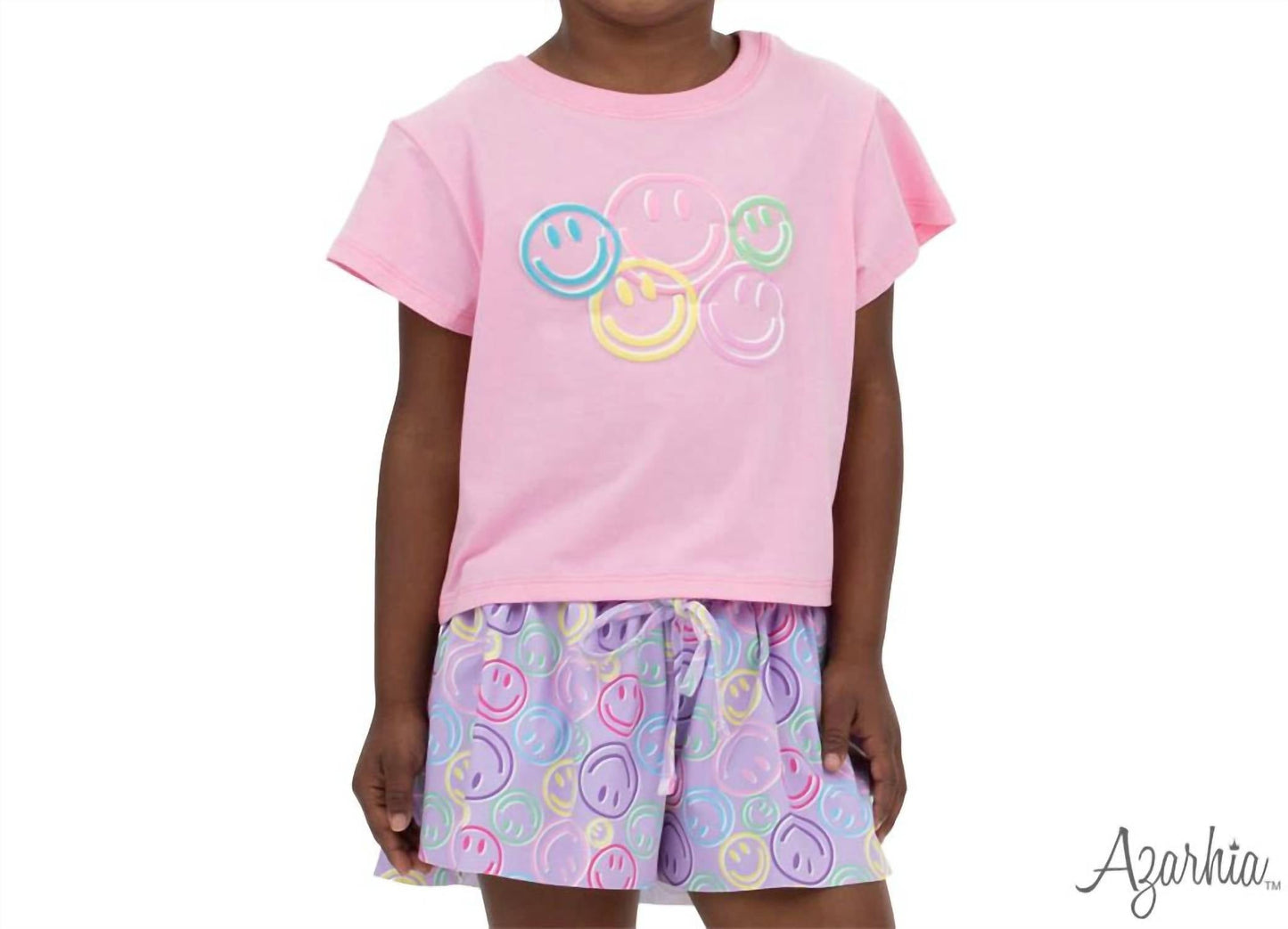 Azarhia - Girls' Smiley Face Puffy Boxy Tee