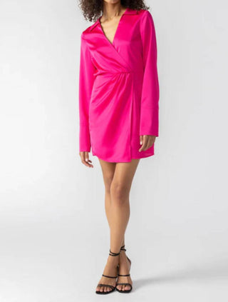 Sanctuary - Vestido envelope de cetim com detalhe de punho