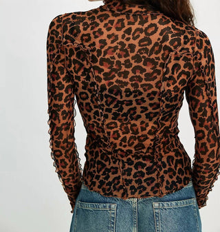 Free People - Charlie Leopard Printed Mesh Top