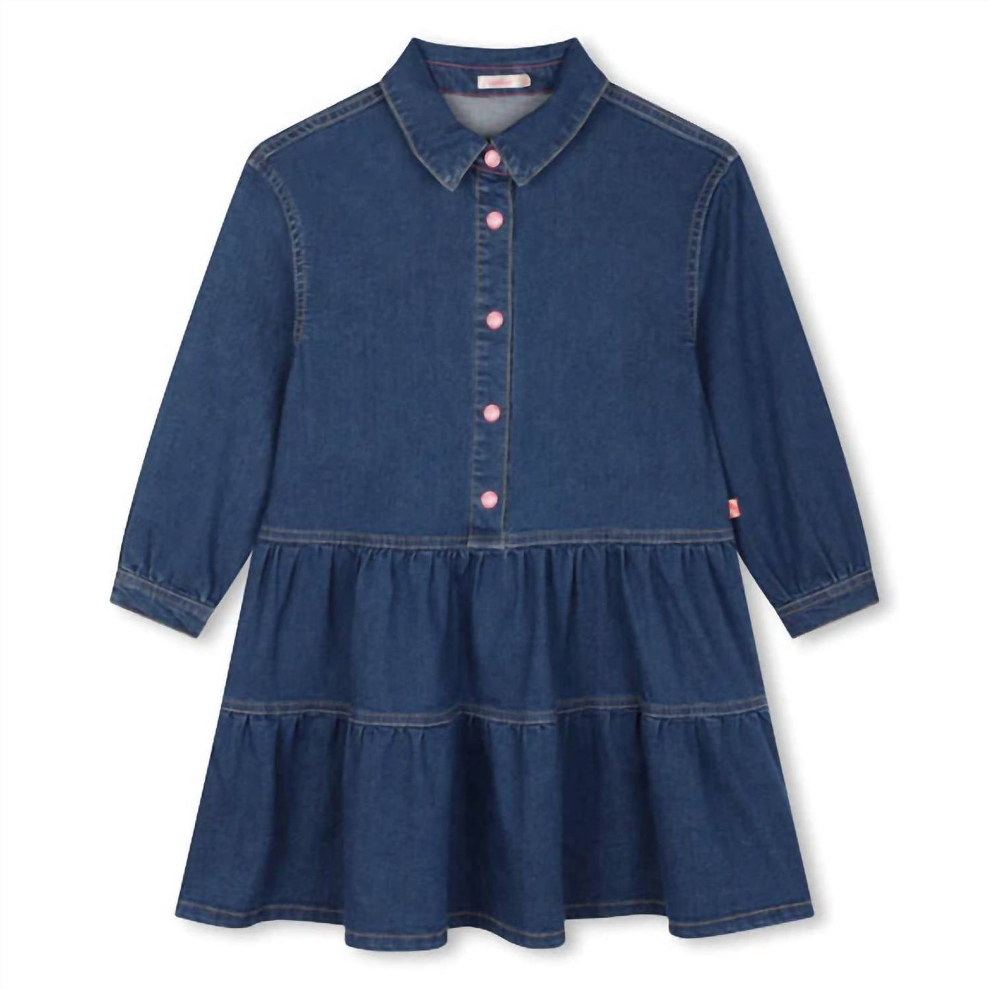 Billieblush - Long Sleeve Flounced Denim Dress