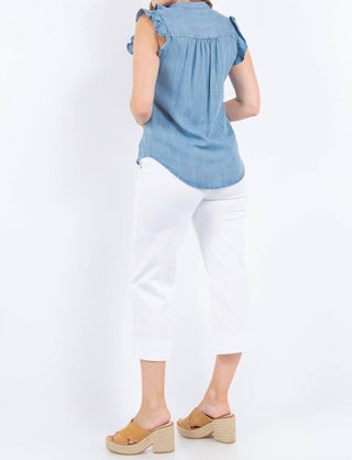 Paparazzi - Camisa sem mangas com babados na frente e jeans Tencel