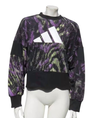 Adidas - Moletom feminino com gola redonda e estampa