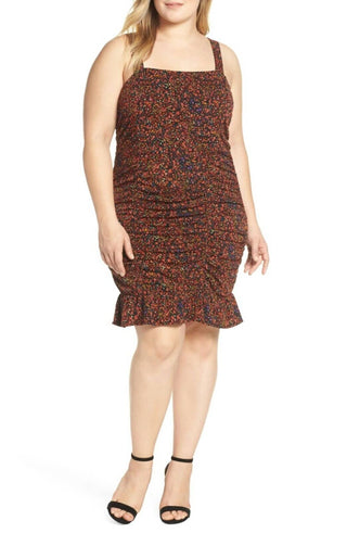 Leith - Vestido Plus Size com Estampa Floral Acima do Joelho, Babados e Alças